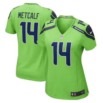 womens nike dk metcalf neon green seattle seahawks game jer